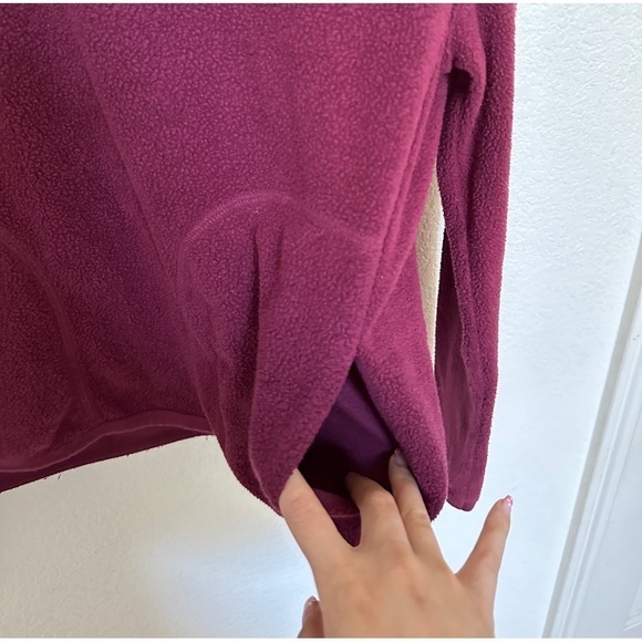 Victoria’s Secret VS PINK Maroon Burgundy Fuzzy Long Sleeve Quarter Zip Pullover - Picture 2 of 4